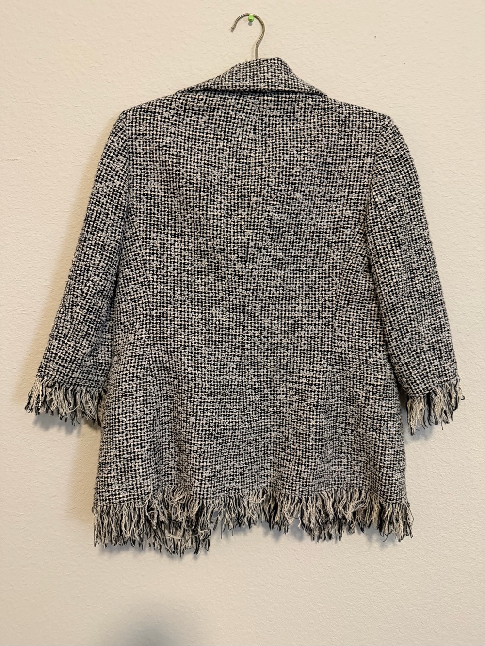 Dana Buchman Black & White Tweed Fringe Coat - Picture 4 of 4